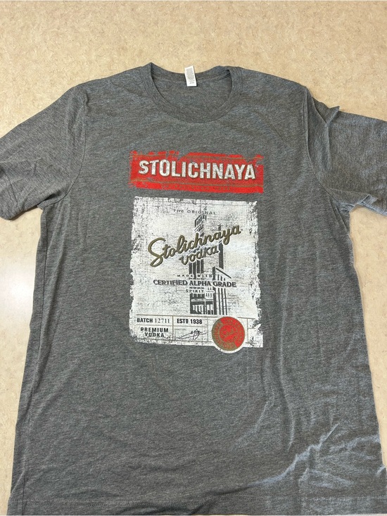 Bella Canvas Other - Stolichnaya Vodka Graphic T-Shirt Gray Bella+Canvas Men’s Large Distressed